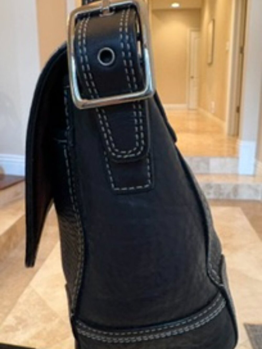 Coach F13957 Black Pebbled Leather Turnlock Flap Shoulder Crossbody Bag - Picture 8 of 10